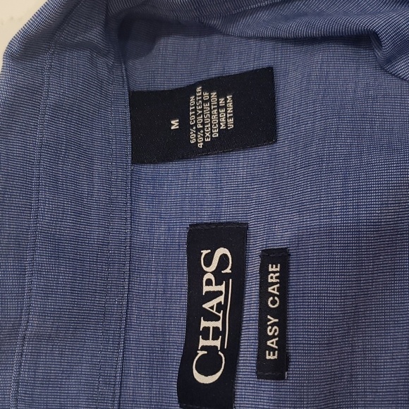 Chaps Easy Care Men's Shirt Blue White 60% Cotton/40% Polyester Medium - Picture 6 of 13